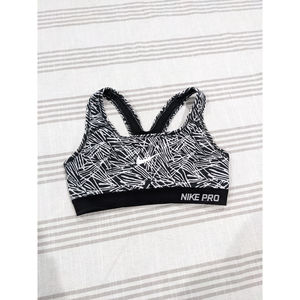 Nike Pro Dri-Fit Sports Bra Black and White Size XS